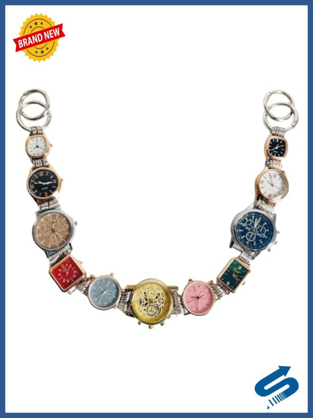 Vintage Watch Keychain Purse Charm Linked Chain for Women Handbag Accessory -